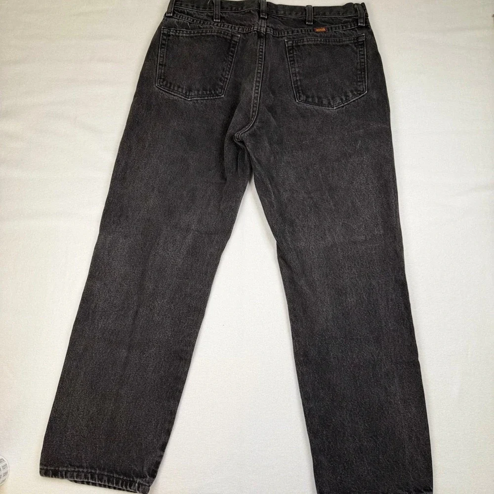 Rustler Mens Black Denim Straight Leg Jeans 36x30 87619JB Regular Fit Workwear